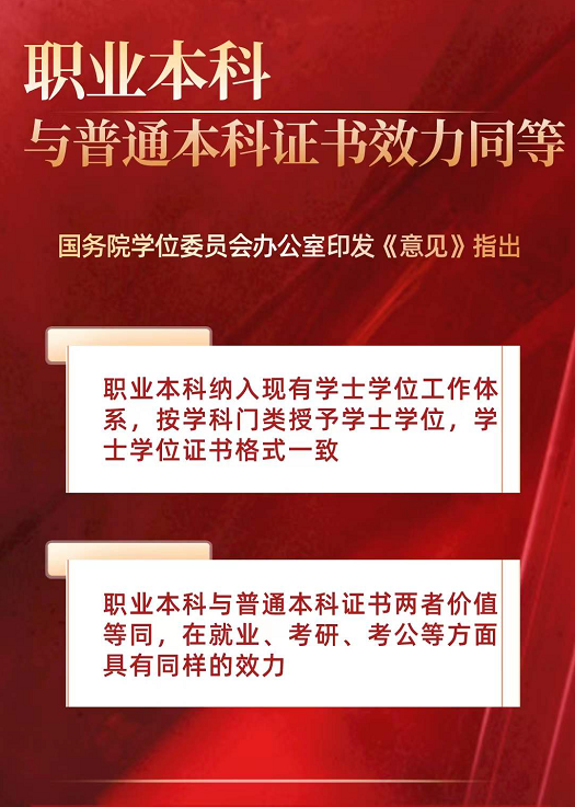 又一利好消息，教育部再發(fā)文：職業(yè)本科與普通本科證書效力同等！